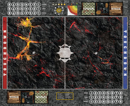 Molten Crust Fantasy Football Play Mat – Volcanic Pitch for Blood Bowl by Mats by Mars