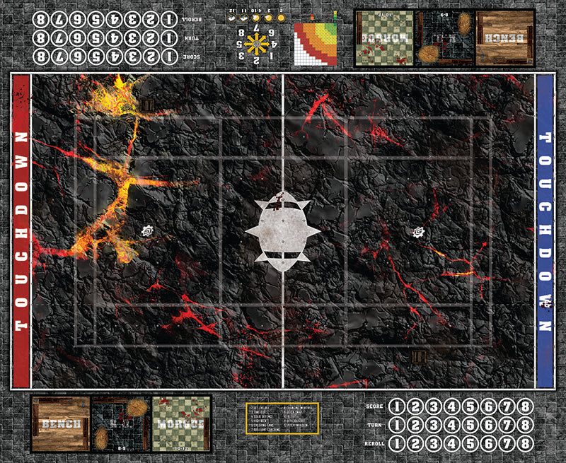 Molten Crust Fantasy Football Play Mat – Volcanic Pitch for Blood Bowl by Mats by Mars