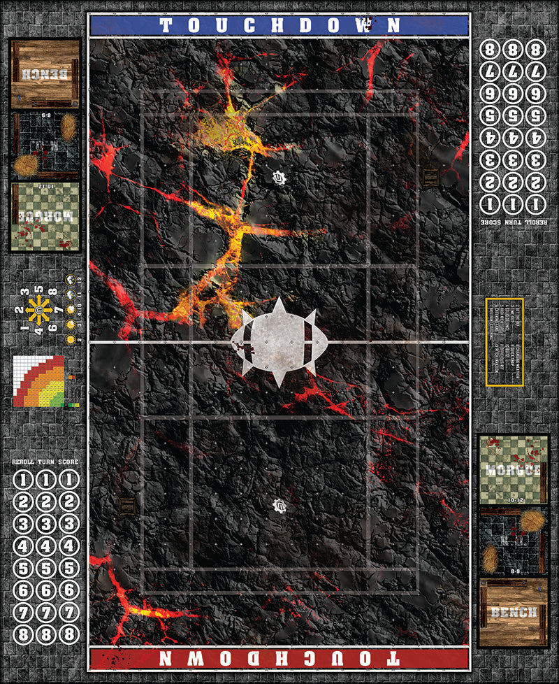 Molten Crust Fantasy Football Play Mat – Volcanic Pitch for Blood Bowl by Mats by Mars