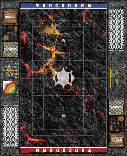 Molten Crust Fantasy Football Play Mat – Volcanic Pitch for Blood Bowl by Mats by Mars