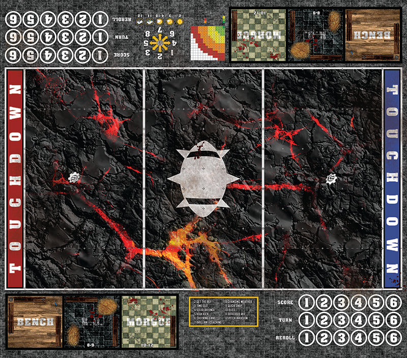 Molten Crust Fantasy Football Play Mat – Volcanic Pitch for Blood Bowl by Mats by Mars