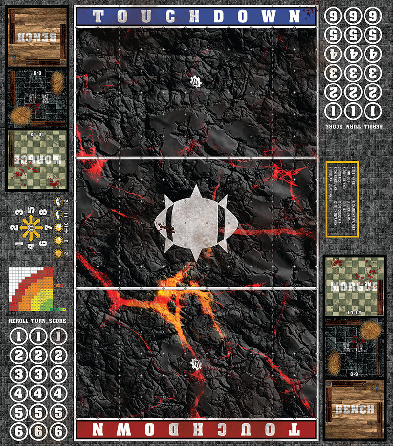 Molten Crust Fantasy Football Play Mat – Volcanic Pitch for Blood Bowl by Mats by Mars