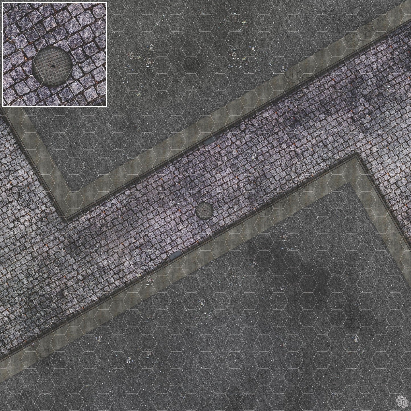 Mats by Mars: Victorian Alley (Intersection) Tabletop Wargaming Play Mat