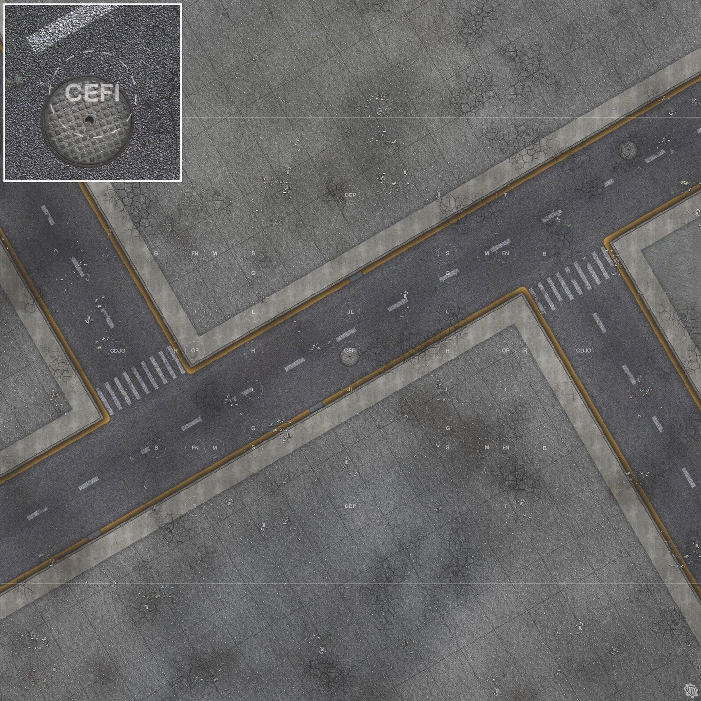 Mats by Mars: Crime Alley (Intersection) Tabletop Wargaming Play Mat