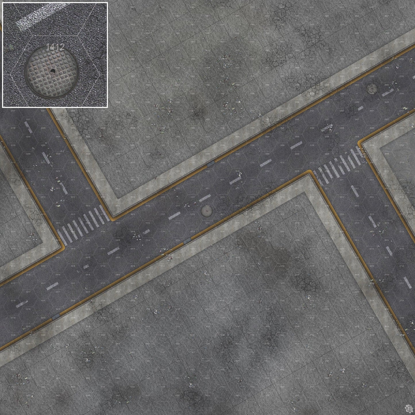 Mats by Mars: Crime Alley (Intersection) Tabletop Wargaming Play Mat