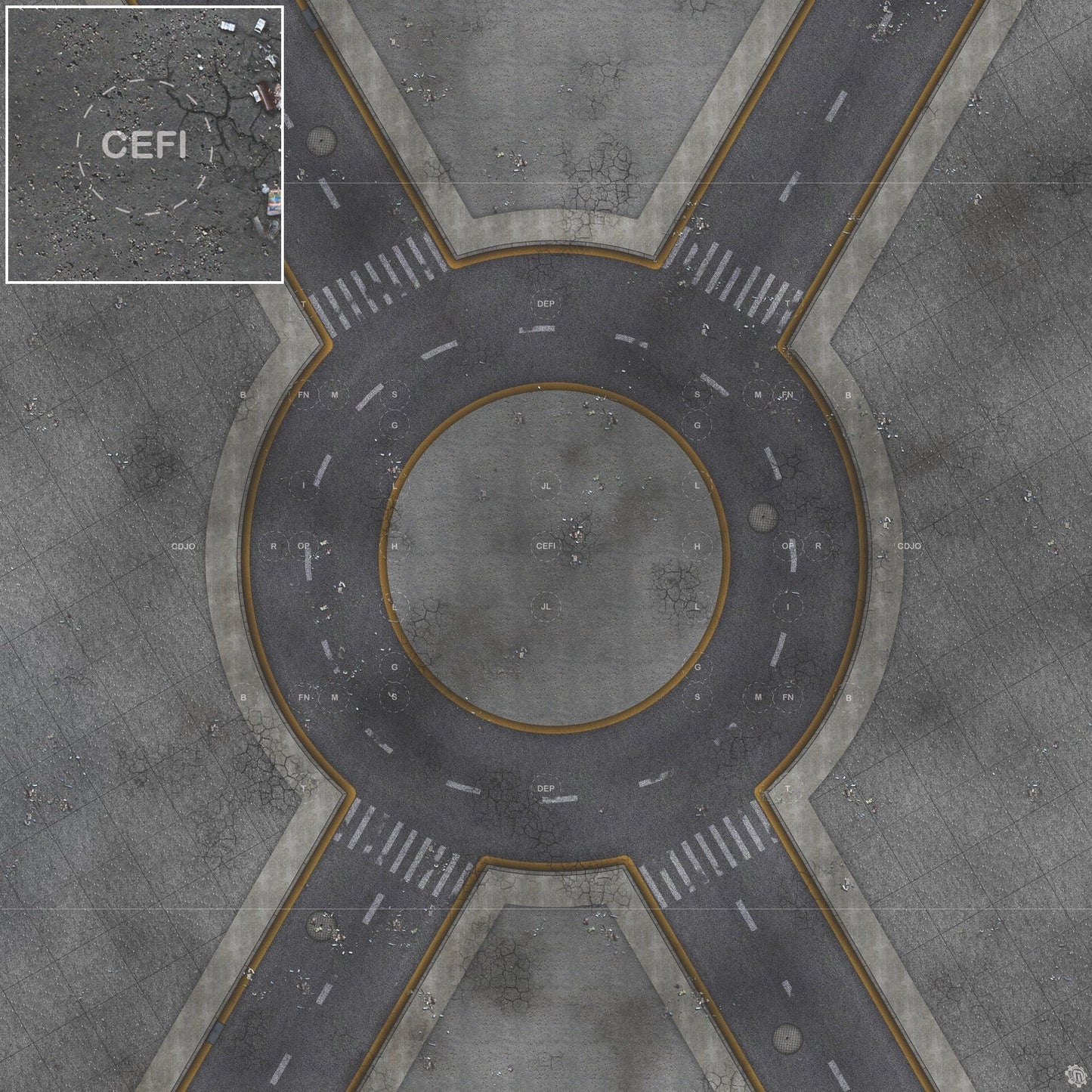 Mats by Mars: Crime Alley (Circle) Tabletop Wargaming Play Mat