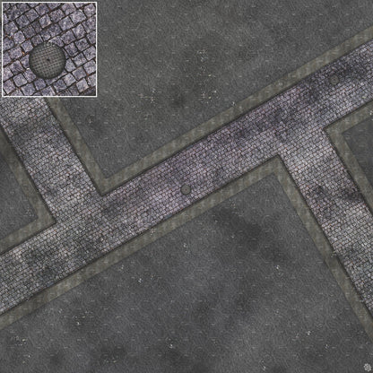 Mats by Mars: Victorian Alley (Intersection) Tabletop Wargaming Play Mat