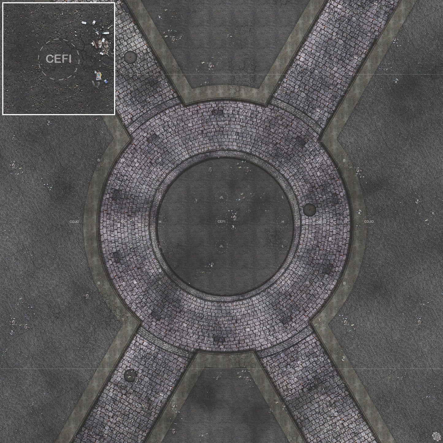 Mats by Mars: Victorian Alley (Circle) Tabletop Wargaming Play Mat
