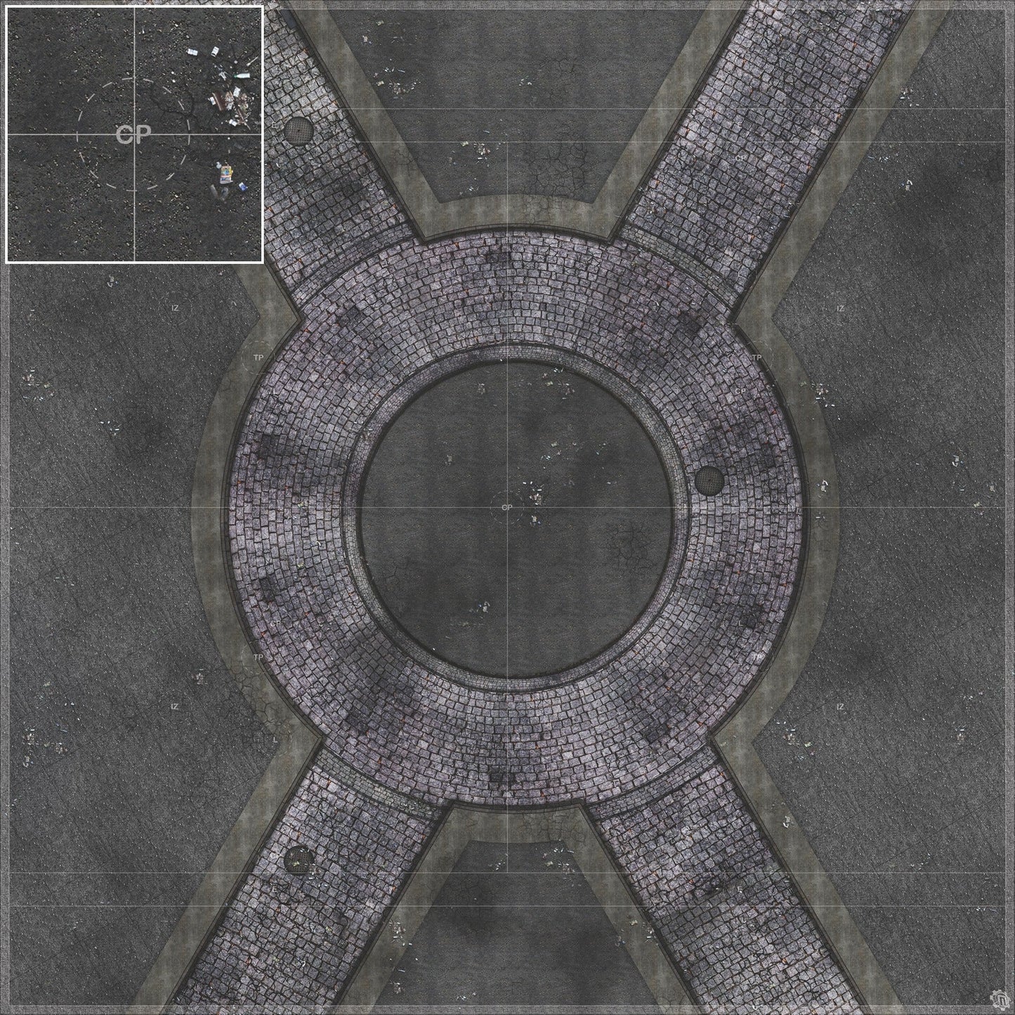 Mats by Mars: Victorian Alley (Circle) Tabletop Wargaming Play Mat