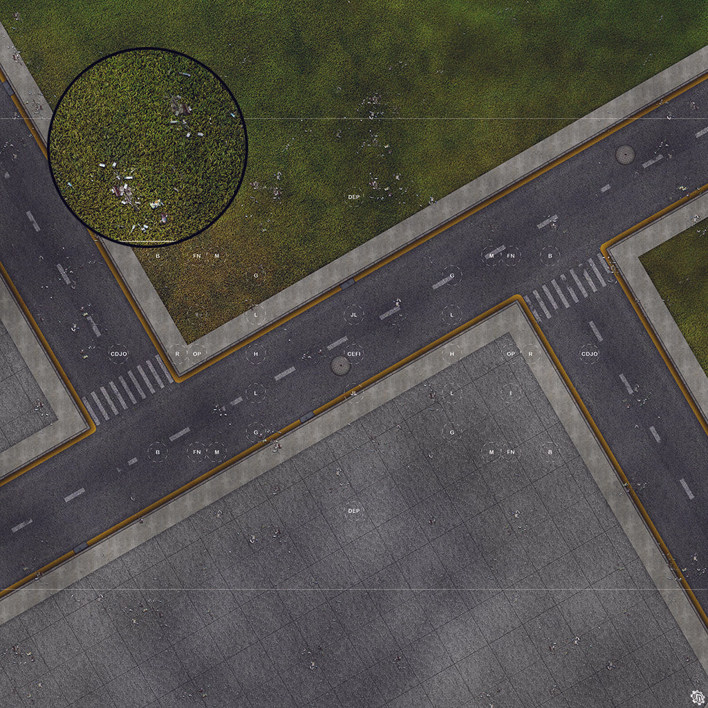 Park Avenue Intersection Urban Play Mat - Premium Tabletop Wargaming Surface by Mats by Mars