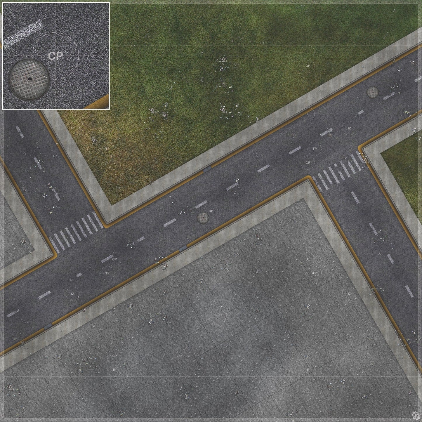 Park Avenue Intersection Urban Play Mat - Premium Tabletop Wargaming Surface by Mats by Mars