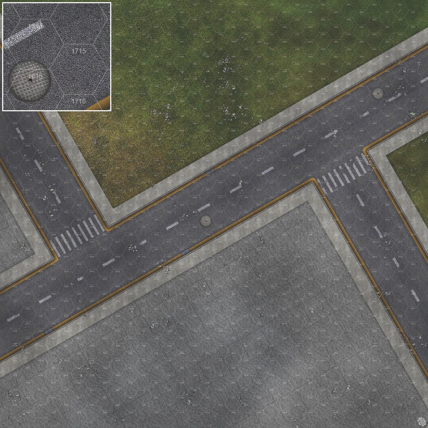 Park Avenue Intersection Urban Play Mat - Premium Tabletop Wargaming Surface by Mats by Mars