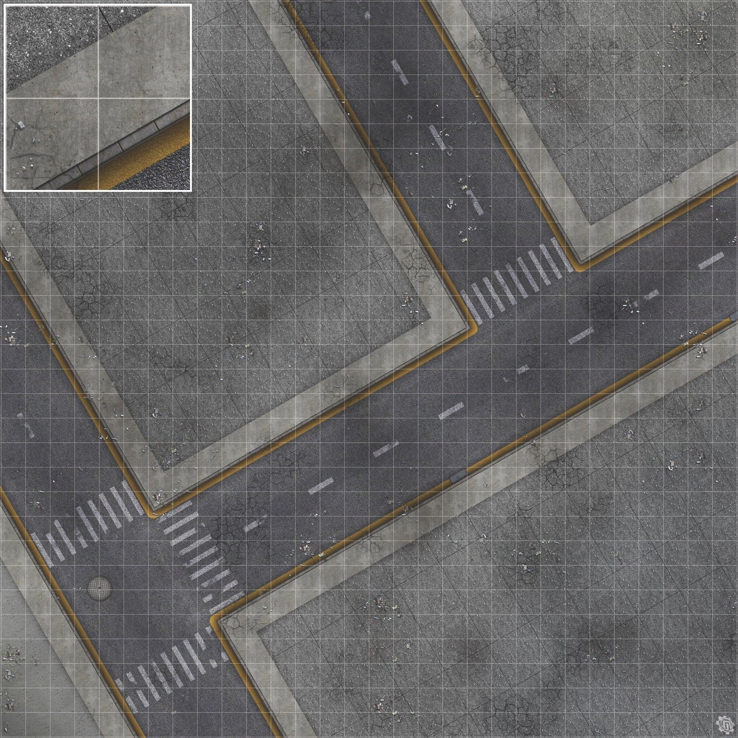 Mats by Mars: Crime Alley (Intersection) Tabletop Wargaming Play Mat