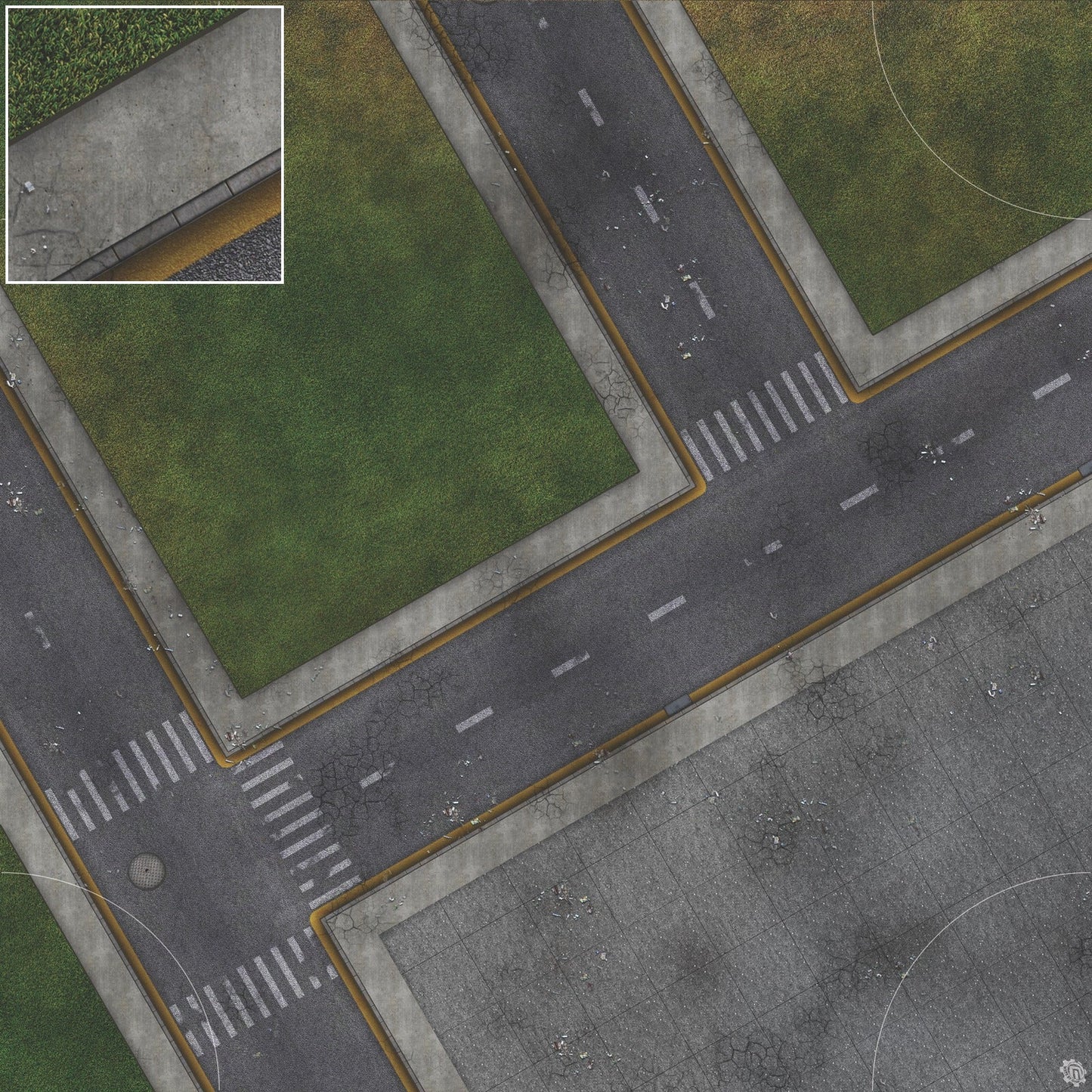 Park Avenue Intersection Urban Play Mat - Premium Tabletop Wargaming Surface by Mats by Mars
