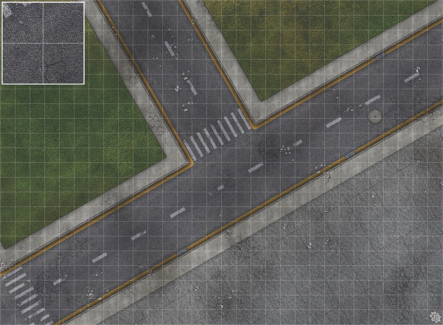 Park Avenue Intersection Urban Play Mat - Premium Tabletop Wargaming Surface by Mats by Mars
