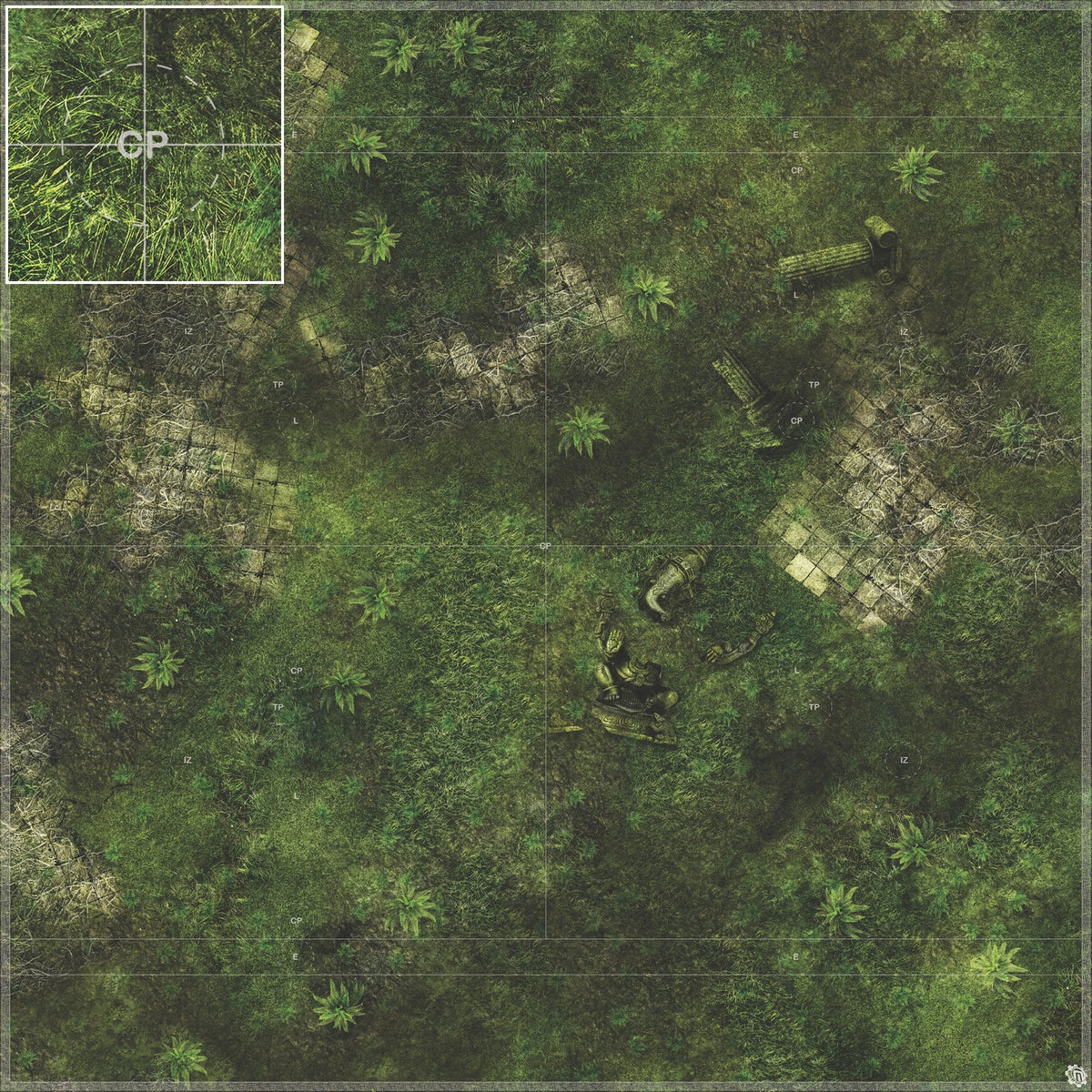 Mats by Mars: Forgotten Temple (Plaza) Tabletop Wargaming Play Mat