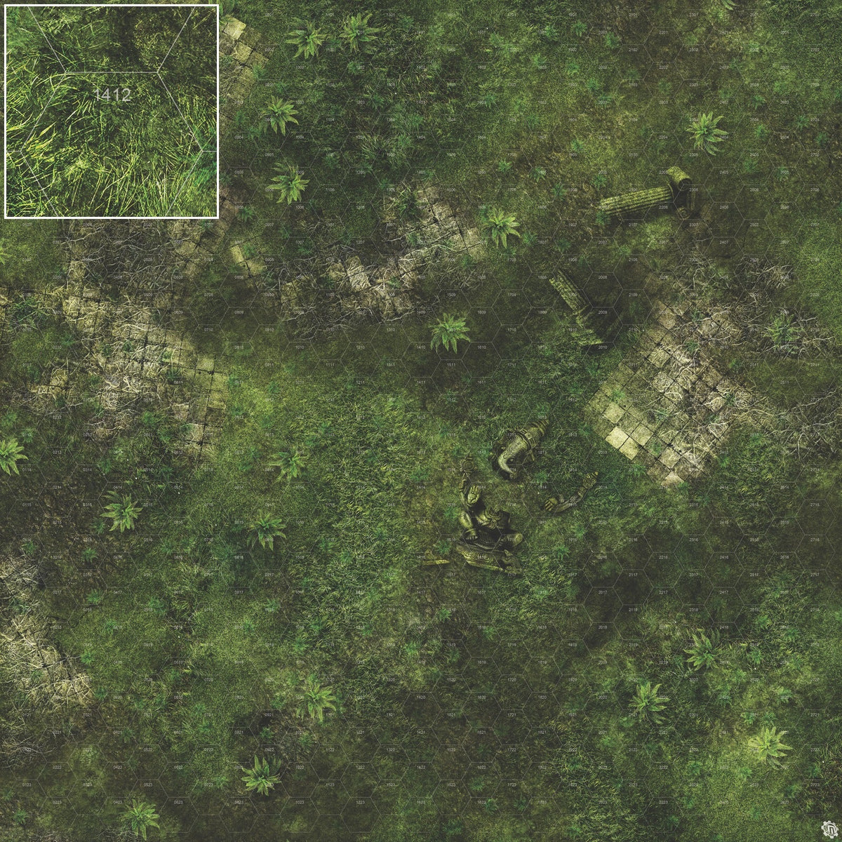 Mats by Mars: Forgotten Temple (Plaza) Tabletop Wargaming Play Mat
