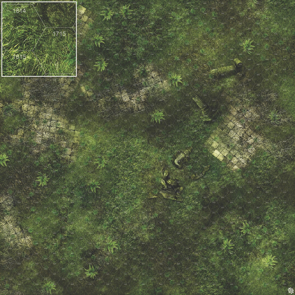 Mats by Mars: Forgotten Temple (Plaza) Tabletop Wargaming Play Mat