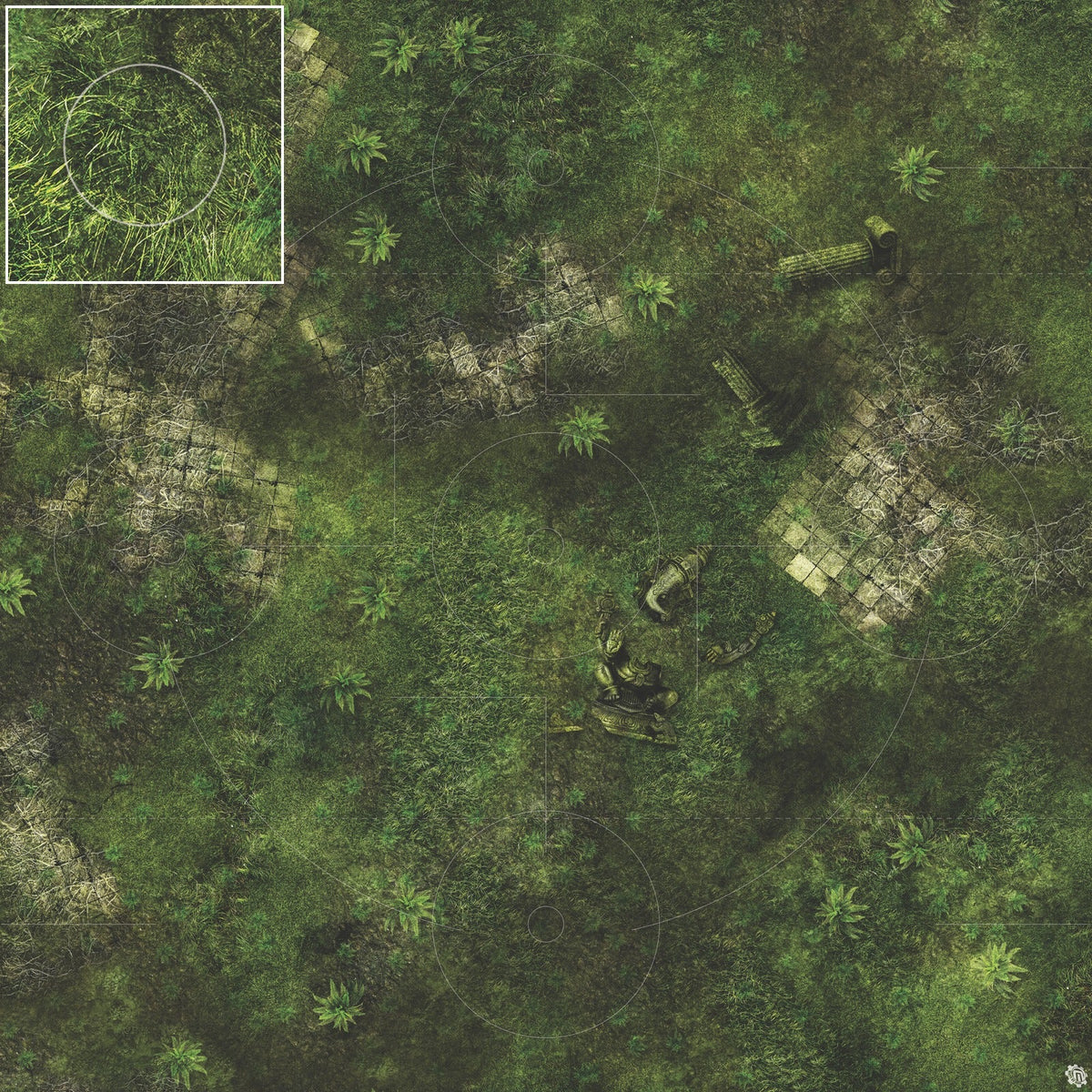 Mats by Mars: Forgotten Temple (Plaza) Tabletop Wargaming Play Mat