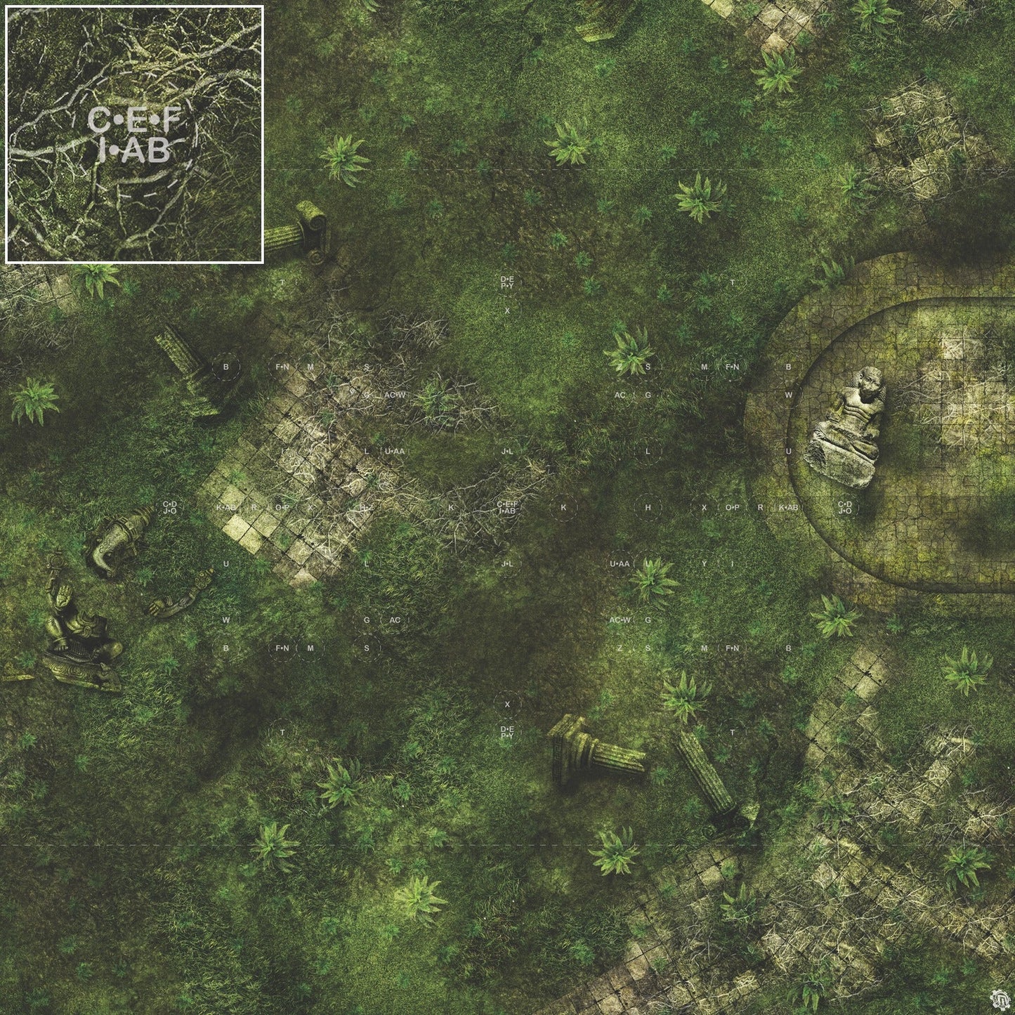 Mats by Mars: Forgotten Temple (Basin) Tabletop Wargaming Play Mat