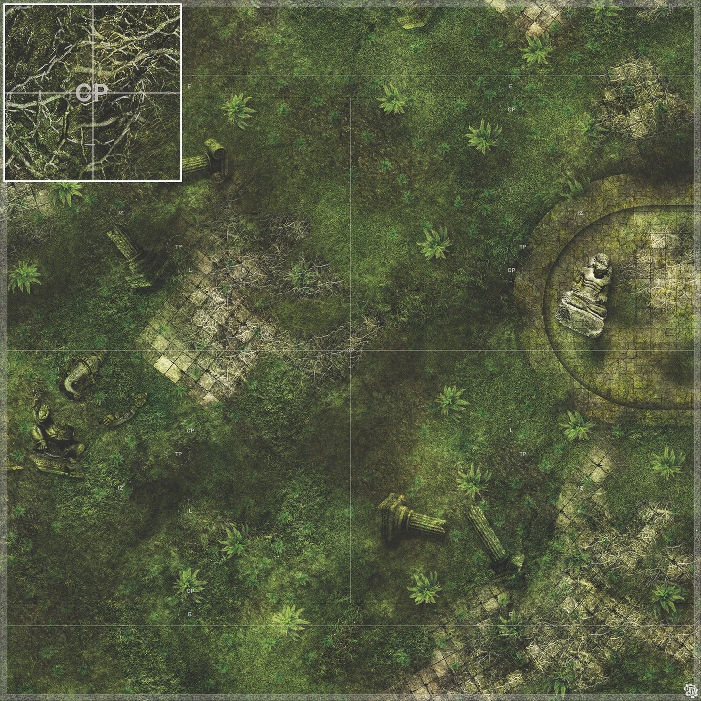 Mats by Mars: Forgotten Temple (Basin) Tabletop Wargaming Play Mat