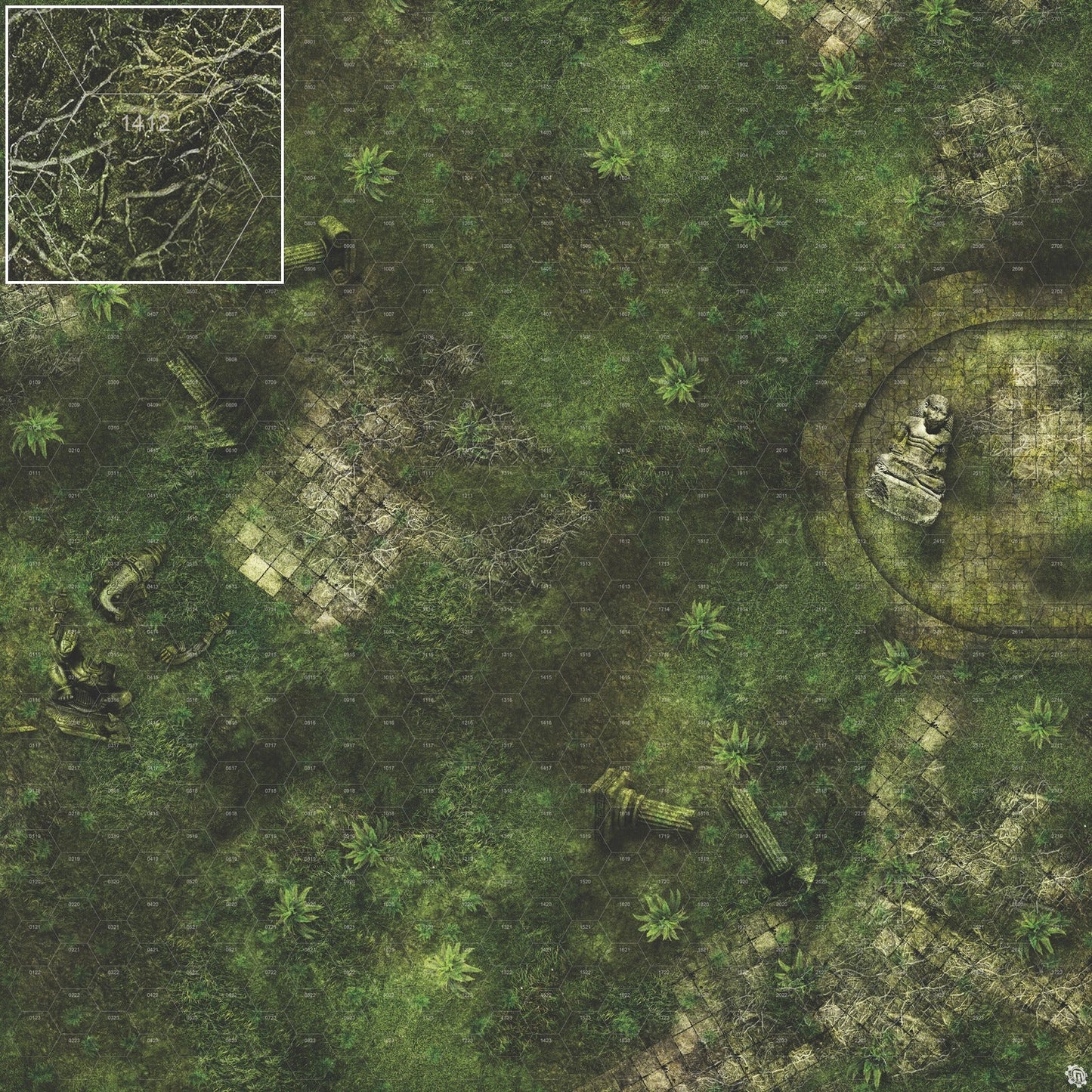 Mats by Mars: Forgotten Temple (Basin) Tabletop Wargaming Play Mat