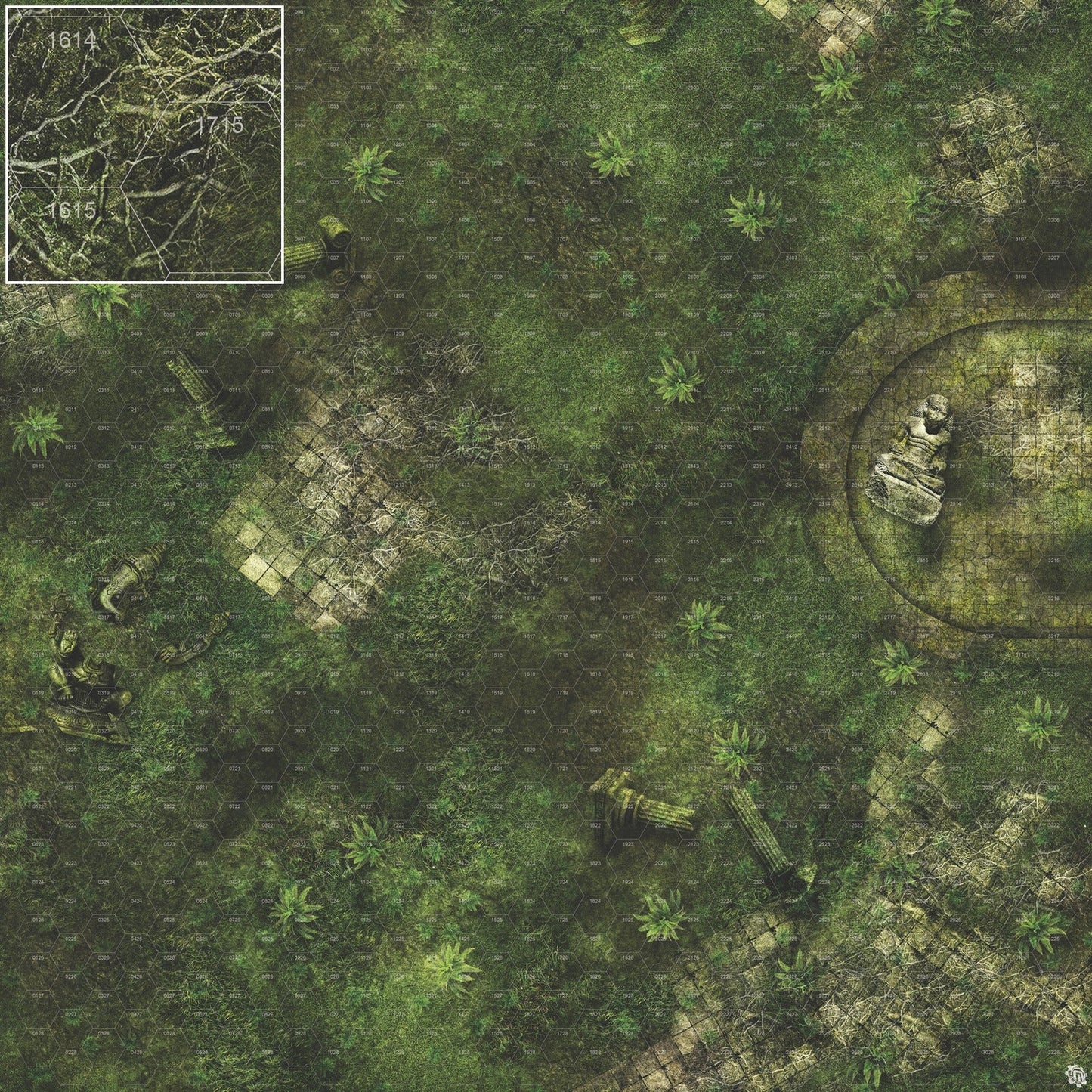 Mats by Mars: Forgotten Temple (Basin) Tabletop Wargaming Play Mat
