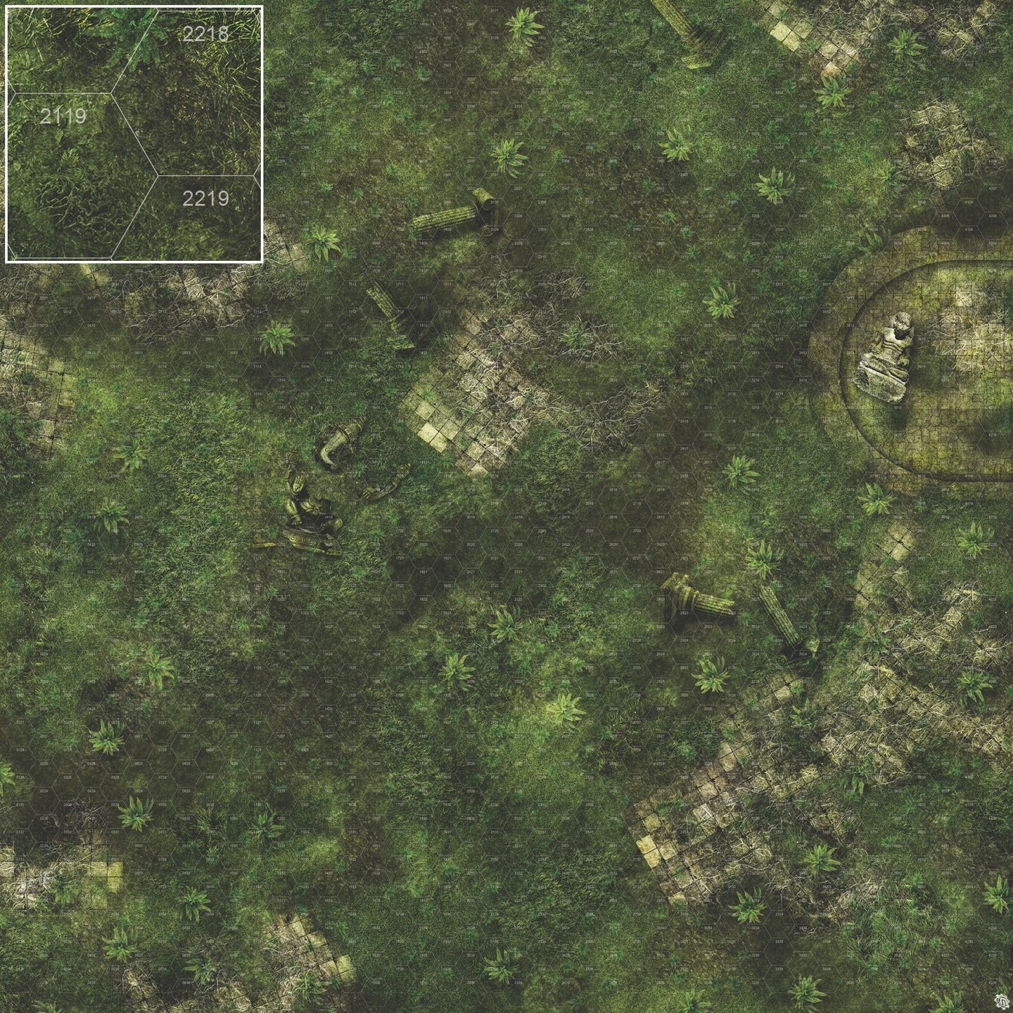 Mats by Mars: Forgotten Temple (Basin) Tabletop Wargaming Play Mat