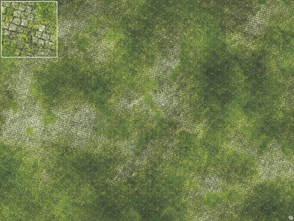 Mats by Mars: Overgrown Cobbles Tabletop Wargaming Play Mat