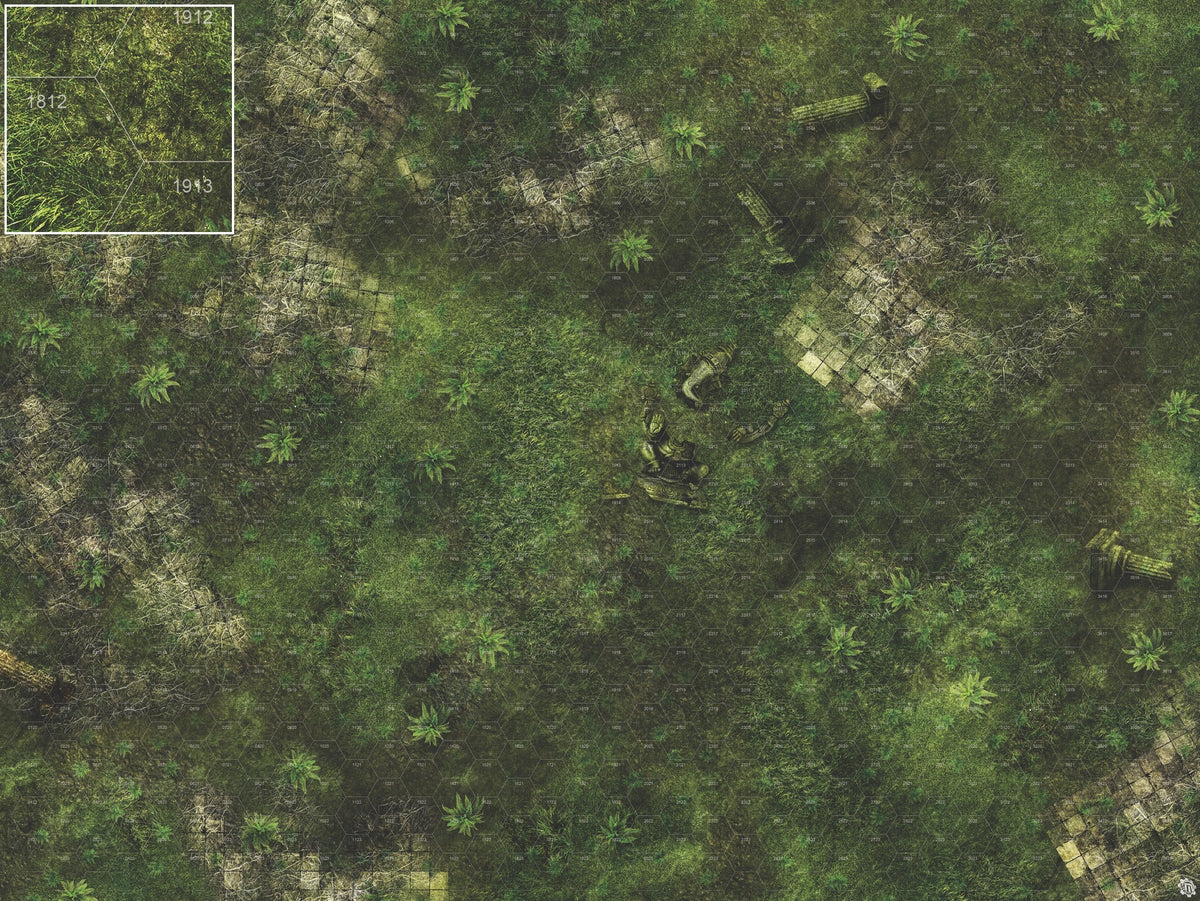 Mats by Mars: Forgotten Temple (Plaza) Tabletop Wargaming Play Mat