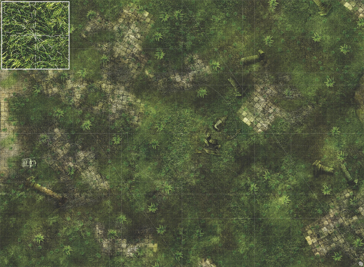 Mats by Mars: Forgotten Temple (Plaza) Tabletop Wargaming Play Mat