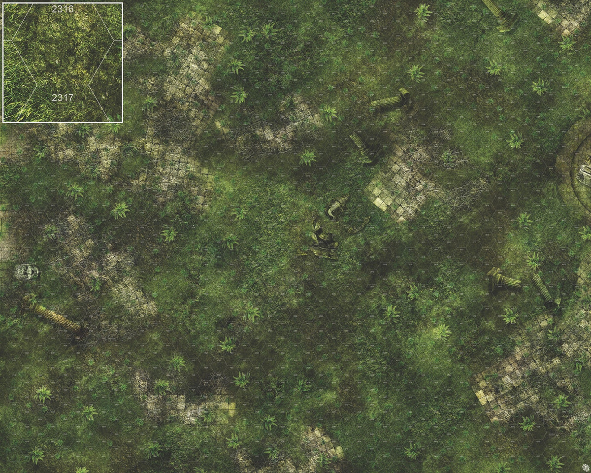 Mats by Mars: Forgotten Temple (Plaza) Tabletop Wargaming Play Mat