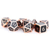 MET018 Black Metal Dice with Copper Collored Numbers 16mm (5/8in) 7-Dice Set Metallic Dice Games
