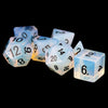 Opalite Stone Dice Set with Black Numbers - 16mm 7-Piece Polyhedral RPG Dice