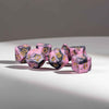 MET173 Pink and Black Resin Dice Gold Numbers 16mm (5/8in) 7-Dice Set