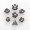 MET4203 Black Ethereal Resin Dice White Numbers 10mm (3/8in) 7-Dice Set