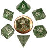 MET4205 Green Ethereal Resin Dice White Numbers 10mm (3/8in) 7-Dice Set