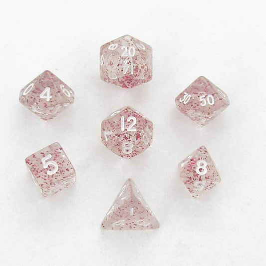 MET4208 Light Purple Ethereal Resin Dice White Numbers 10mm 7-Dice Set