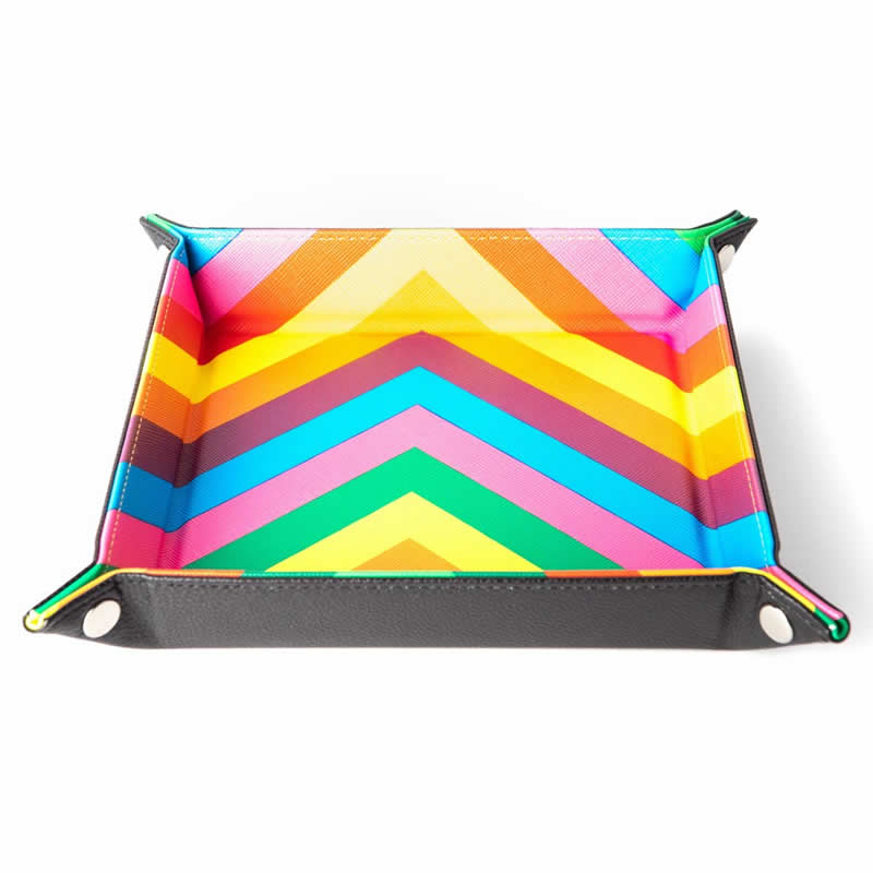 Rainbow Velvet Folding Dice Tray 10in x 10in Metallic Dice Games