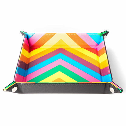 Rainbow Velvet Folding Dice Tray 10in x 10in Metallic Dice Games