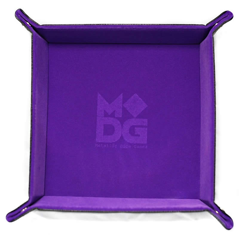Purple Velvet Folding Dice Tray 10in x 10in Metallic Dice Games