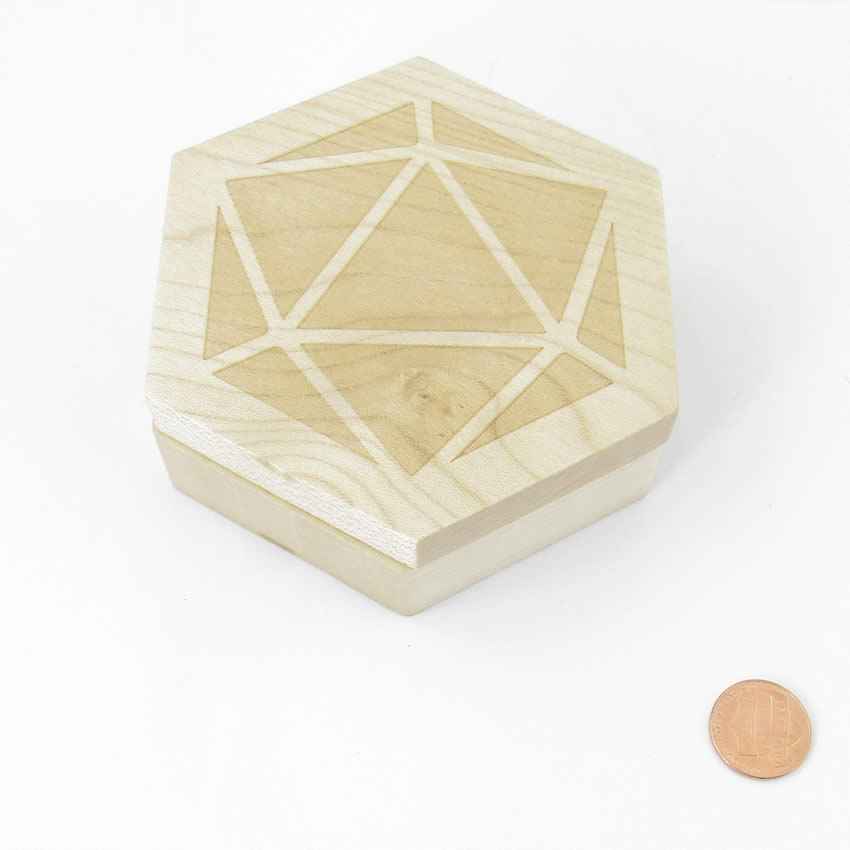 MET808 Maple Wood Hexagon Dice Case Holds 7 Dice Metallic Dice Games