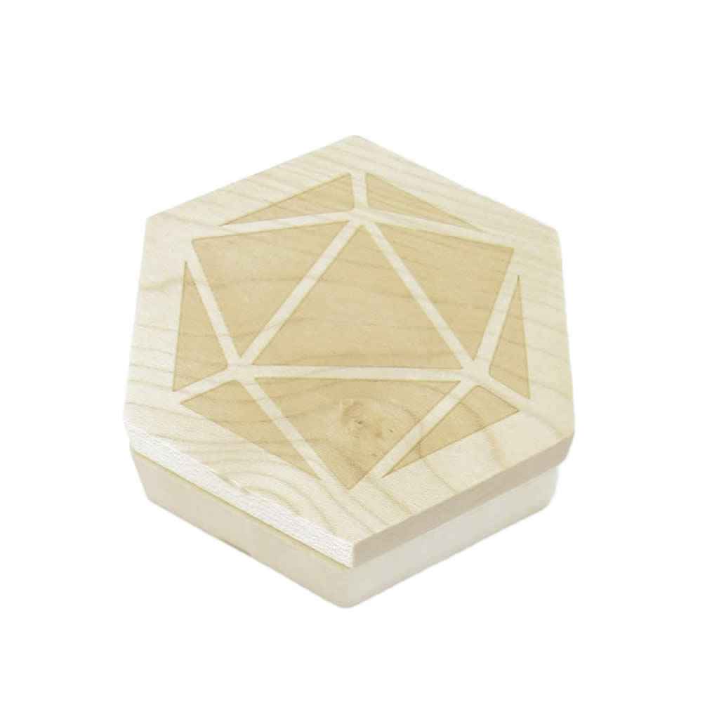 MET808 Maple Wood Hexagon Dice Case Holds 7 Dice Metallic Dice Games