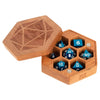 Cherry Wood Hexagon Dice Case - Premium 7-Dice Storage by Metallic Dice Games