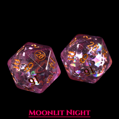 Moonlit Night Dice Set | Purple Resin D&D Dice by Revenant Foundry