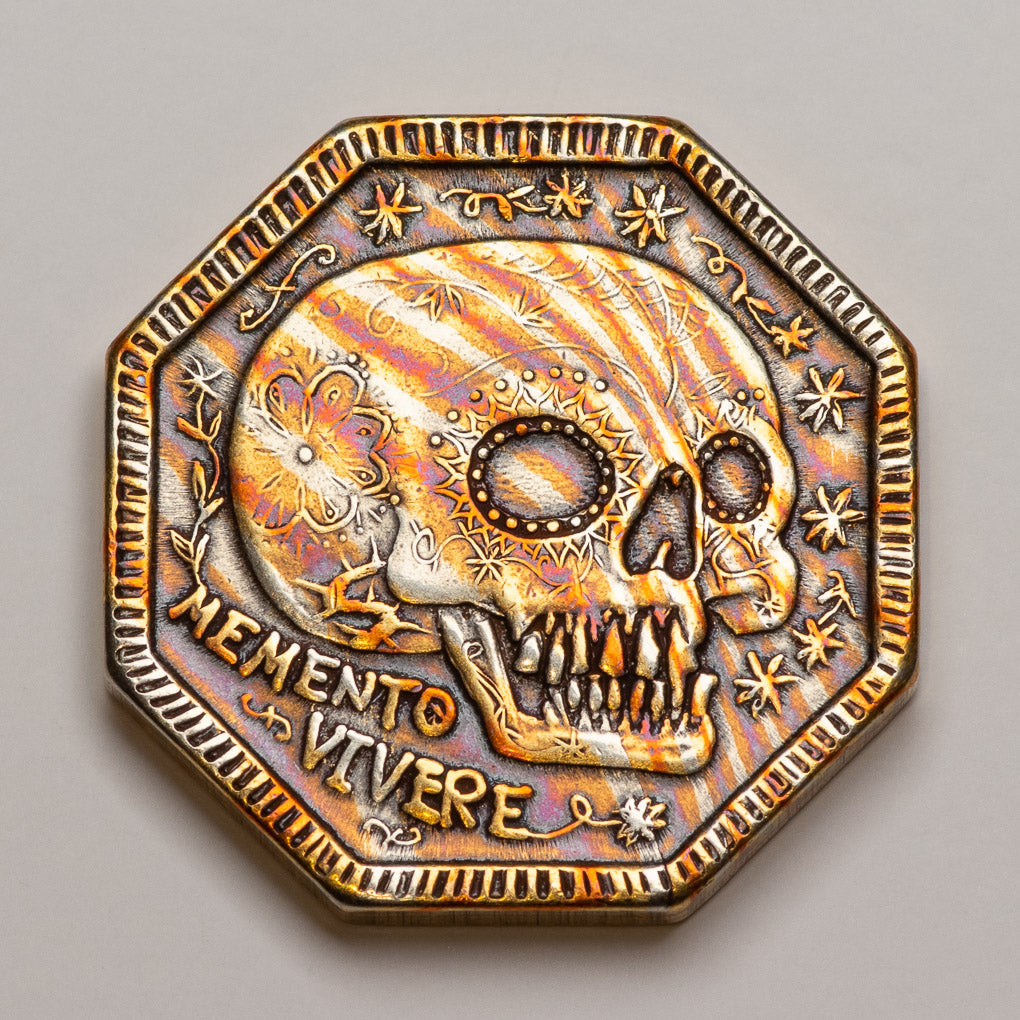 Memento Mori / Memento Vivere Reminder Mokume-gane Coin