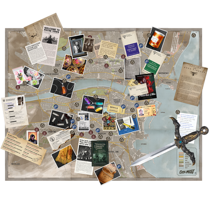 Crime Board City Map — City of Mist Full-Scale Foldable Map (33" × 25.5")