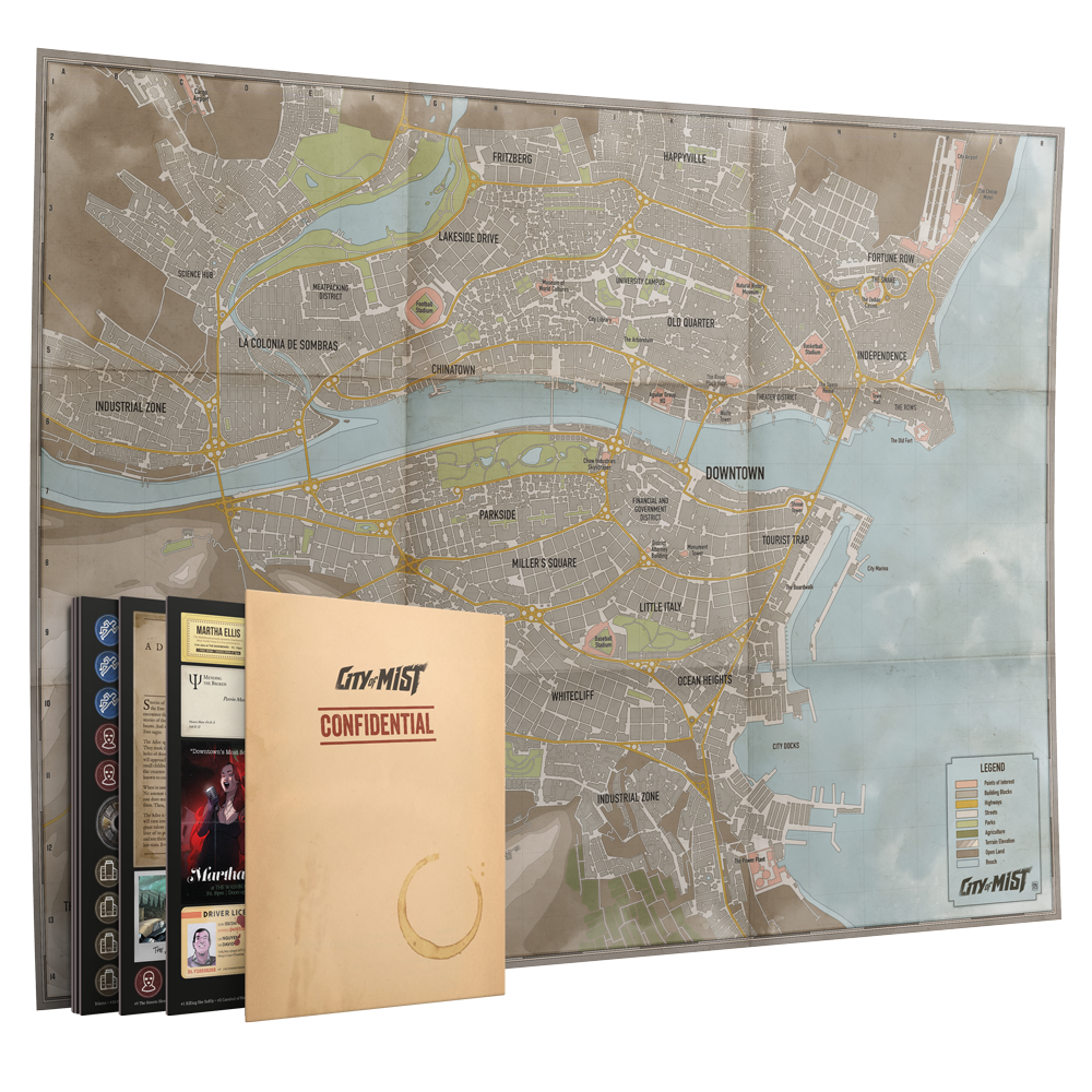 Crime Board City Map — City of Mist Full-Scale Foldable Map (33" × 25.5")