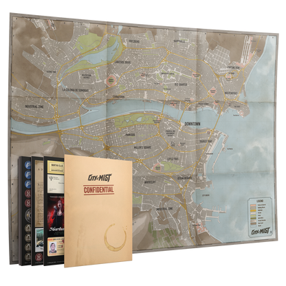 Crime Board City Map — City of Mist Full-Scale Foldable Map (33" × 25.5")