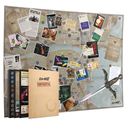 Crime Board City Map — City of Mist Full-Scale Foldable Map (33" × 25.5")